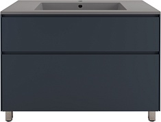 Style Line Тумба с кварцевой раковиной серый шелк Лима 100 Plus эмаль графит матовая